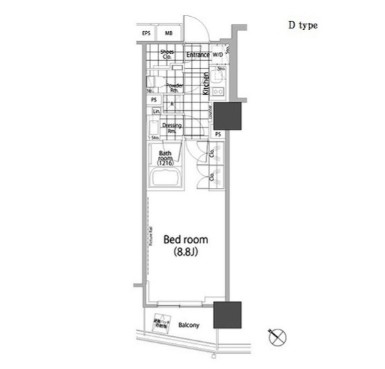 パークハビオ赤坂タワー1610号室の図面