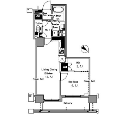 パークアクシス日本橋浜町1009号室の図面