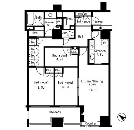 パークアクシス日本橋ステージ202号室の図面
