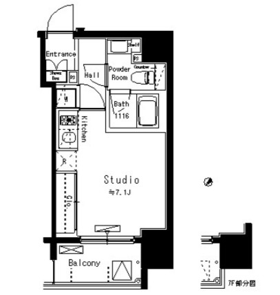 パークアクシス八丁堀706号室の図面