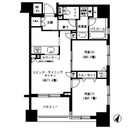 パークキューブ市ヶ谷702号室の図面
