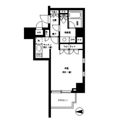 パークキューブ神田1301号室の図面