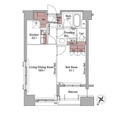 パークアクシス白金台1407号室の図面