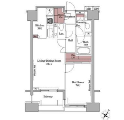 パークアクシス白金台804号室の図面
