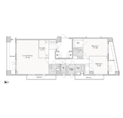 レジディア西麻布1304号室の図面