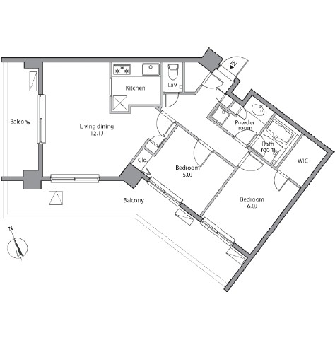 レジディア祐天寺313号室の図面
