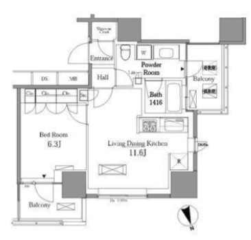 レジディアタワー目黒不動前1803号室の図面