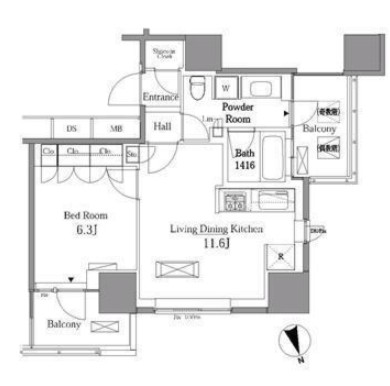 レジディアタワー目黒不動前2003号室の図面