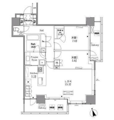 レジディアタワー目黒不動前2608号室の図面