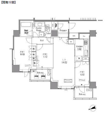 レジディアタワー目黒不動前2612号室の図面