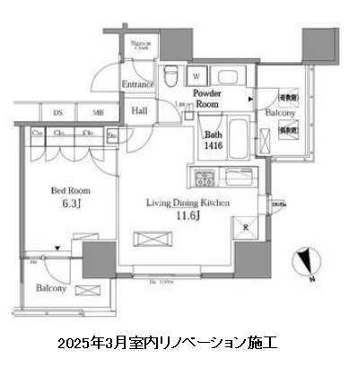 レジディアタワー目黒不動前303号室の図面