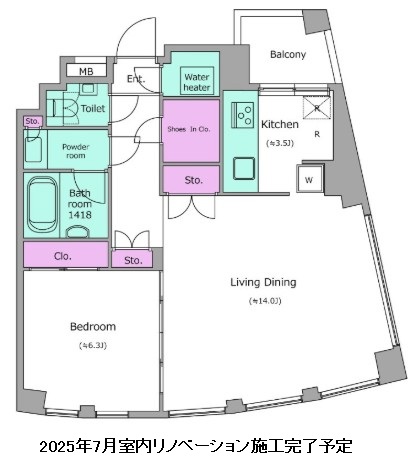 レジディアタワー乃木坂1203号室の図面