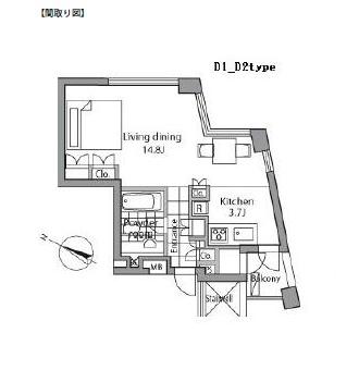 レジディアタワー乃木坂904号室の図面