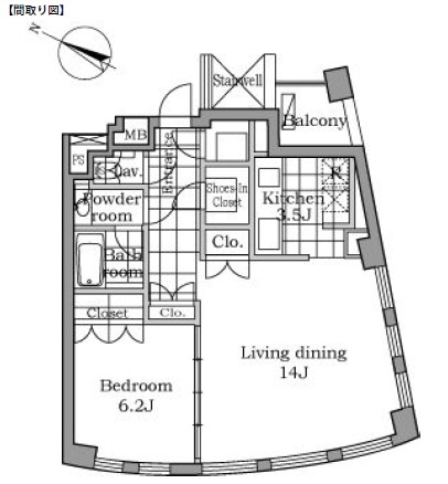 レジディアタワー乃木坂503号室の図面