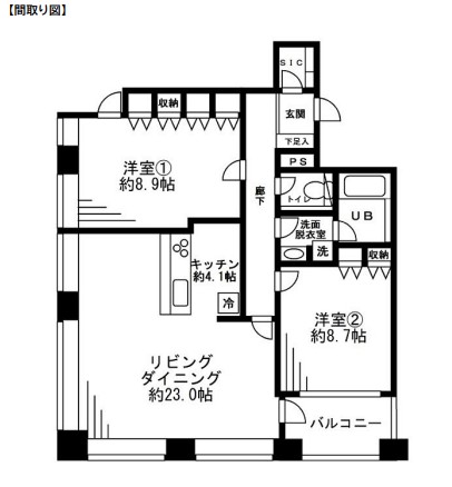 レジディアタワー麻布十番1803号室の図面