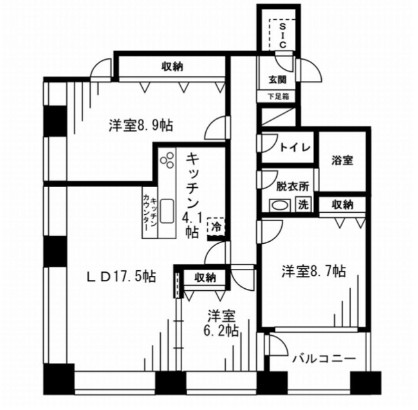 レジディアタワー麻布十番1903号室の図面