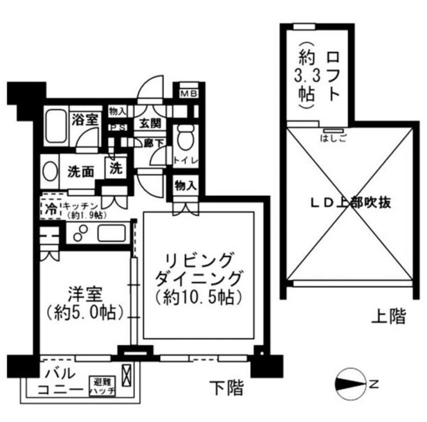 レジディア新宿イーストⅡ1003号室の図面