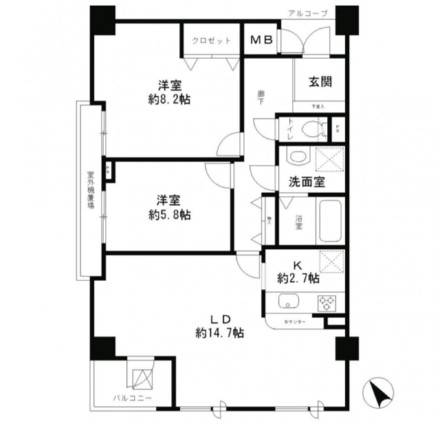 レジディア六本木檜町公園401号室の図面