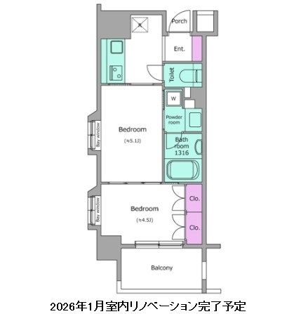 レジディア池尻大橋1301号室の図面
