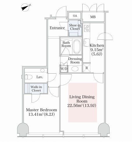 プラティーヌ西新宿1405号室の図面