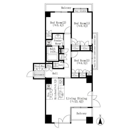 パークサイド・ウイングス301号室の図面