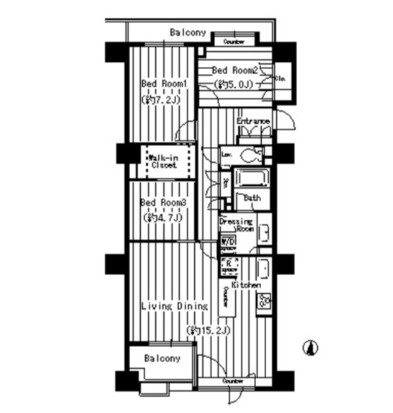 パークサイド・ウイングス403号室の図面