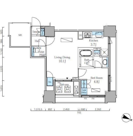 富ヶ谷スプリングス604号室の図面