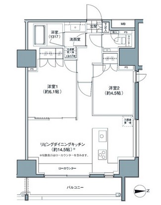 パークハビオ東中野1301号室の図面