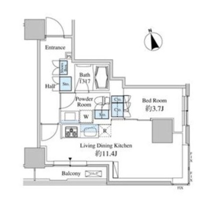 ベルファース芝浦タワー405号室の図面