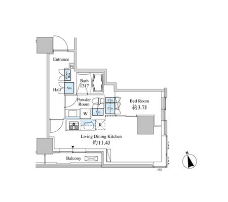 ベルファース芝浦タワー505号室の図面