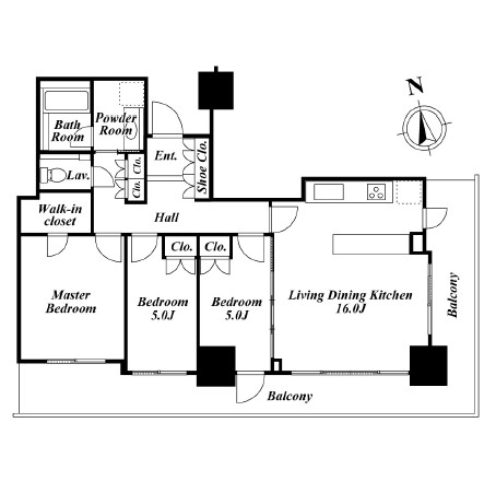 リエトコートアルクスタワー1204号室の図面