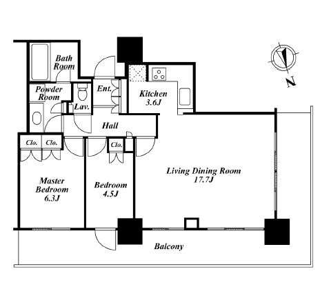 リエトコートアルクスタワー1809号室の図面