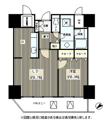 トレステージ目黒1206号室の図面