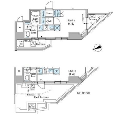 パークアクシス駒込1301号室の図面