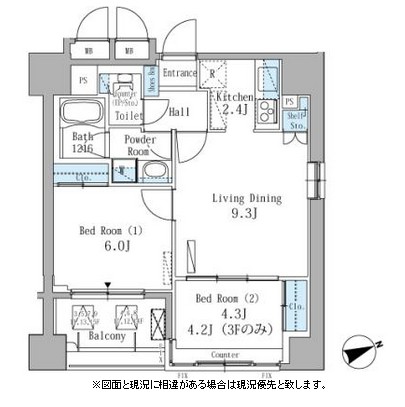 パークアクシス駒込303号室の図面