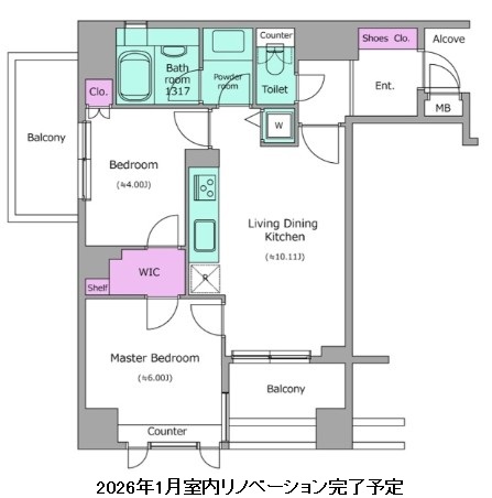 レジディア文京湯島604号室の図面