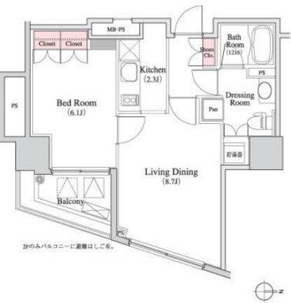 パークキューブ八丁堀305号室の図面