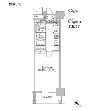 レジディア市ヶ谷Ⅱ1402号室の図面