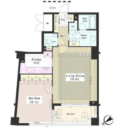 外苑レジデンス205号室の図面