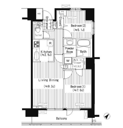 ＰＲＩＭＥ　ＵＲＢＡＮ　東中野　ＣＯＵＲＴ108号室の図面