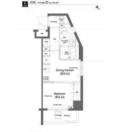 プラウドフラット新宿河田町804号室の図面