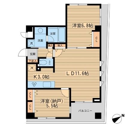 ＴＨＥパームス代々木上原ヴェールテラス205号室の図面