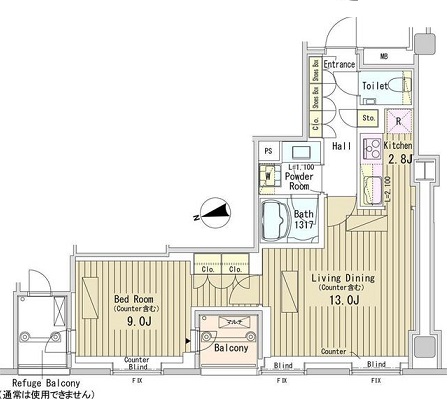 パークアクシス御成門1808号室の図面