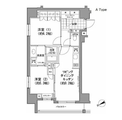 パークハビオ八丁堀1101号室の図面
