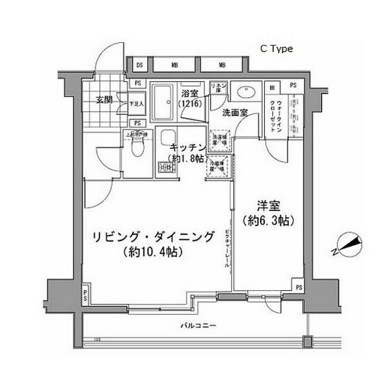 パークハビオ八丁堀203号室の図面
