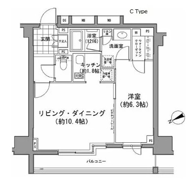 パークハビオ八丁堀303号室の図面