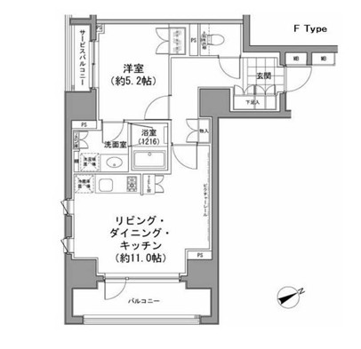 パークハビオ八丁堀506号室の図面