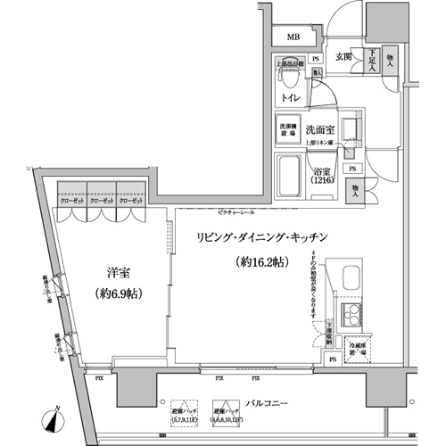 パークハビオ渋谷本町レジデンス715号室の図面