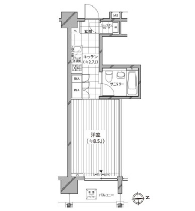 カスタリア麻布十番七面坂206号室の図面