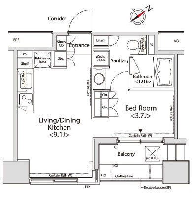 カスタリア目黒かむろ坂804号室の図面